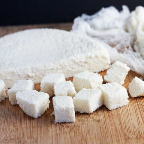 homemade paneer or Indian farmers' cheese