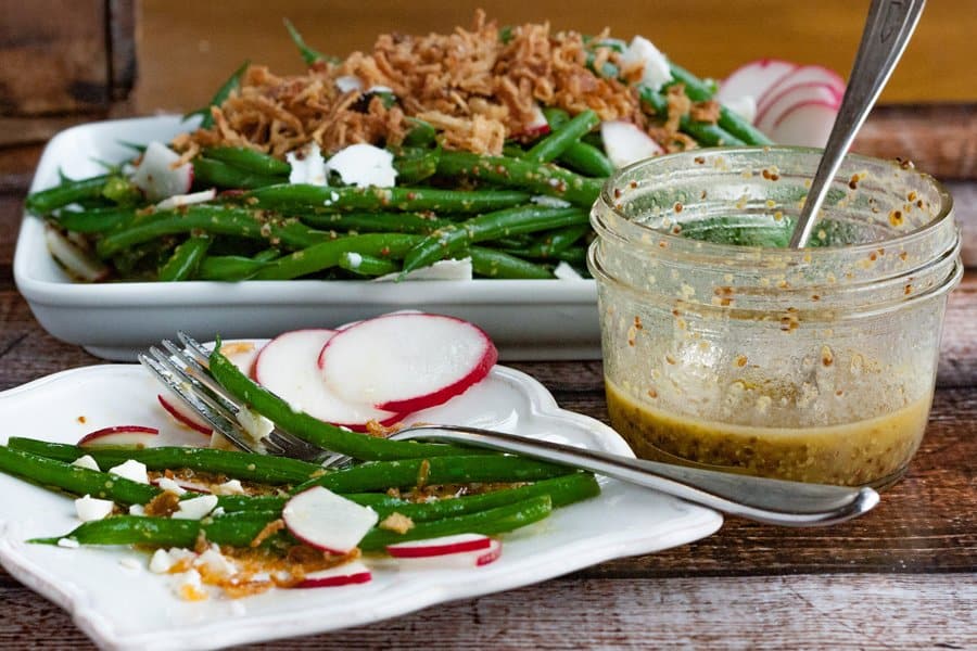 Thanksgiving Green Bean Salad with Crunchy Fried Onions