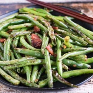 Dry Fried Green Beans with Bacon.