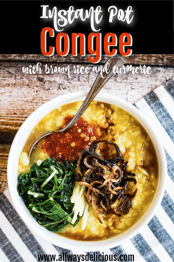 Instant pot congee with brown rice and turmeric pin