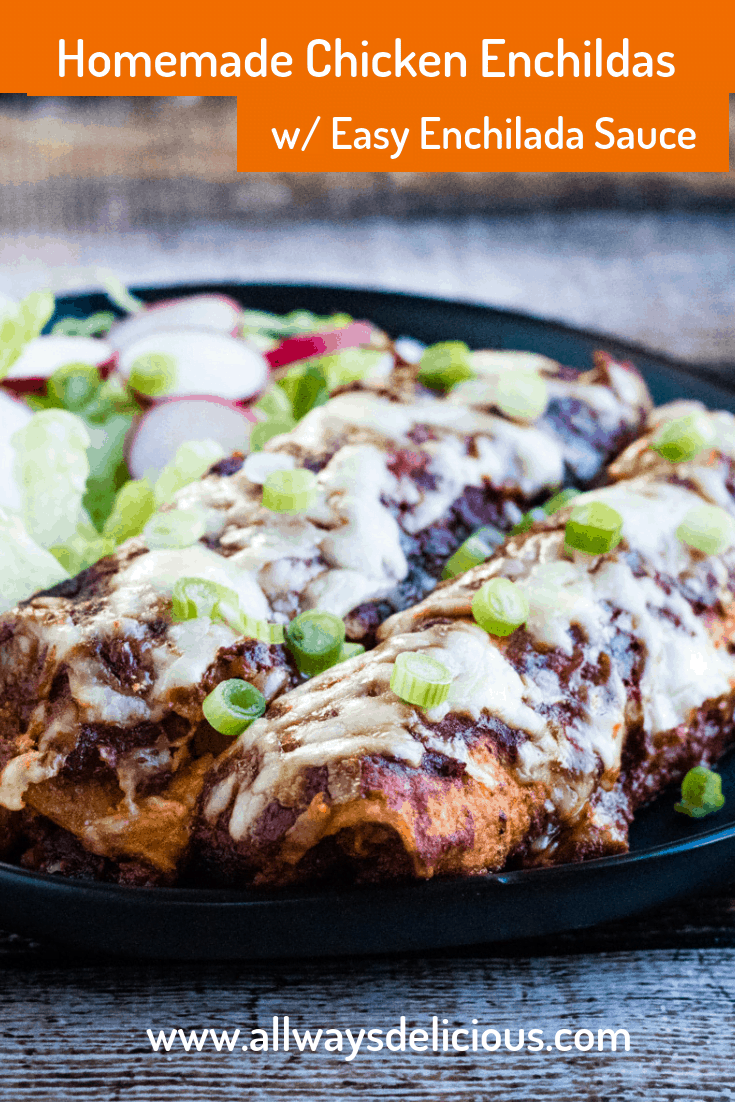 Homemade Chicken Enchiladas with Easy Enchilada Sauce are simple to make and so delicious!