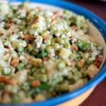 pancetta, peas, mint, and goat cheese crêpes