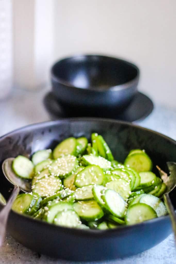 Japanese cucumber salad ready to eat.