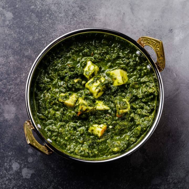 Palak Paneer (homemade Indian cheese with spinach curry)