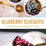 Blueberry clafoutis served in bowls.