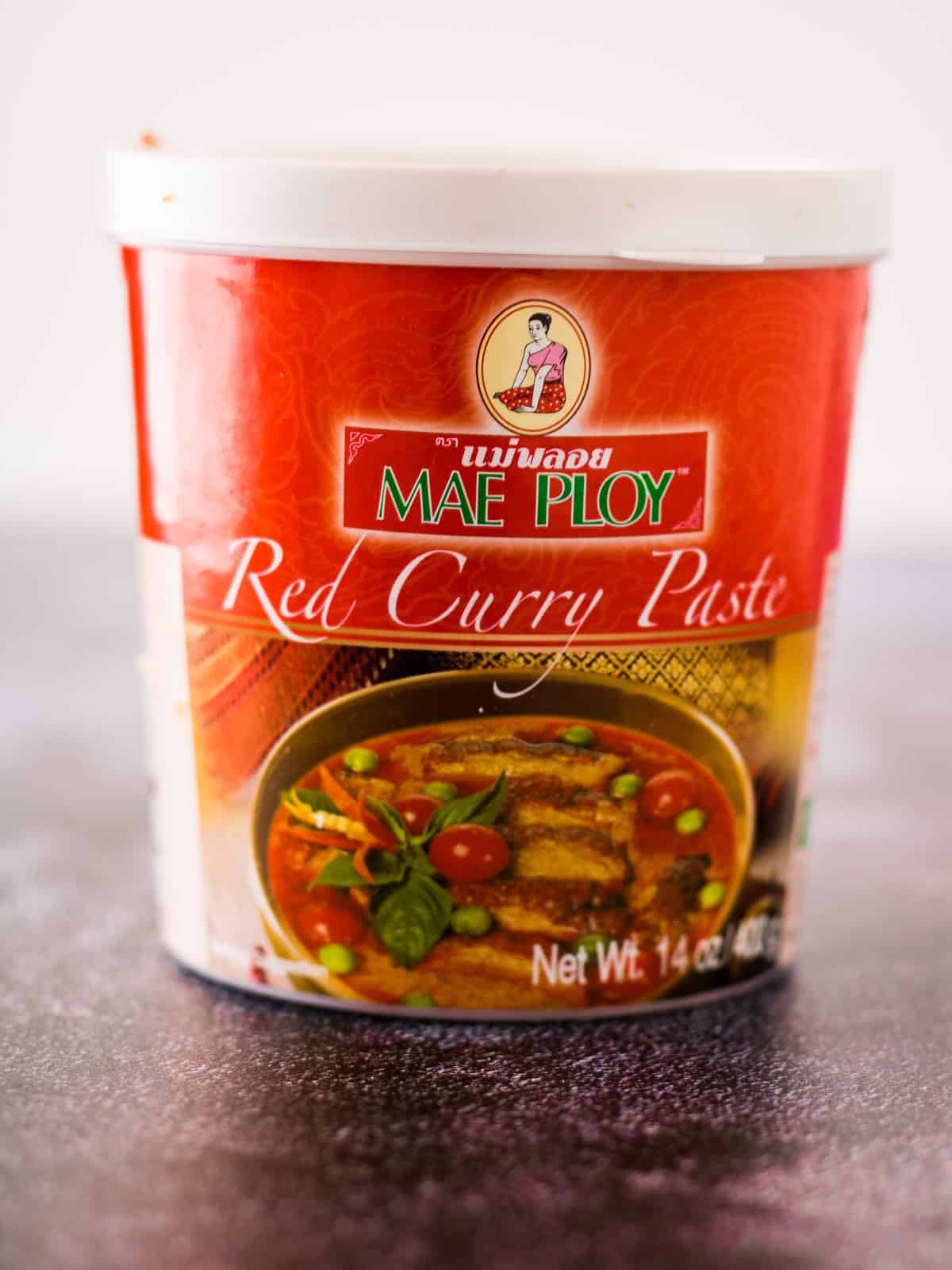A package of Mae Ploy red curry paste