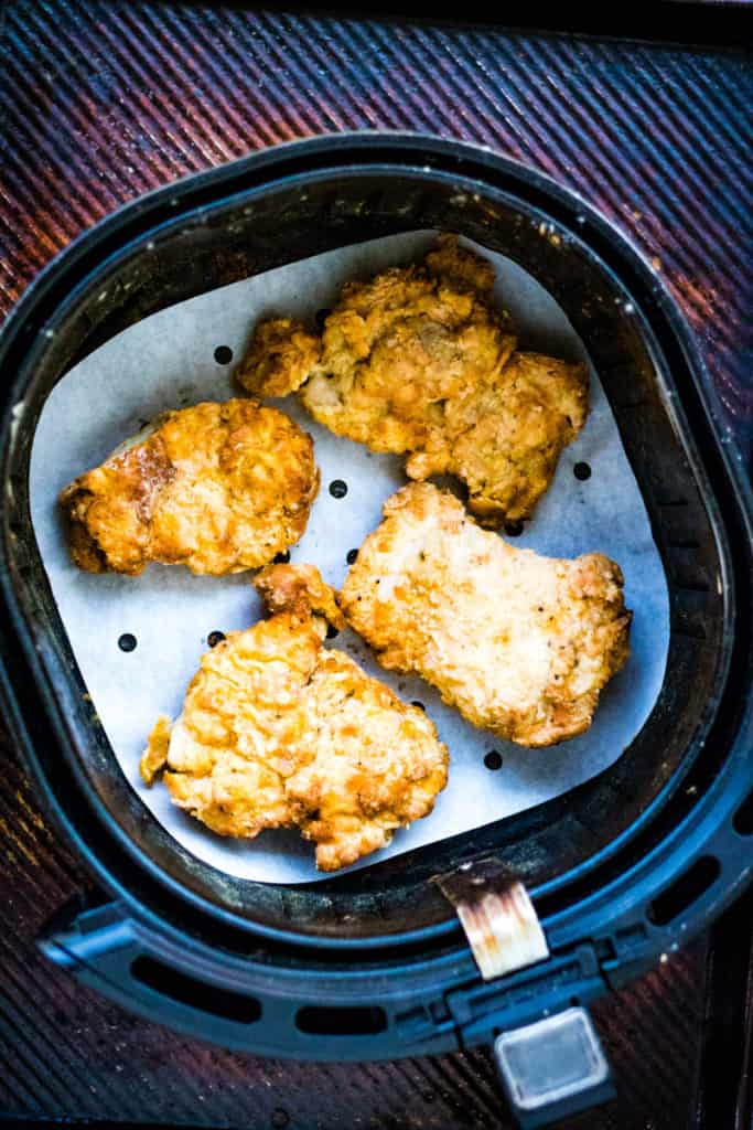 Steps for making air fryer fried chicken for sandwiches