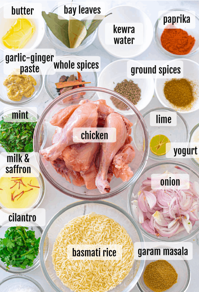 Overhead shot of the ingredients in the dish.