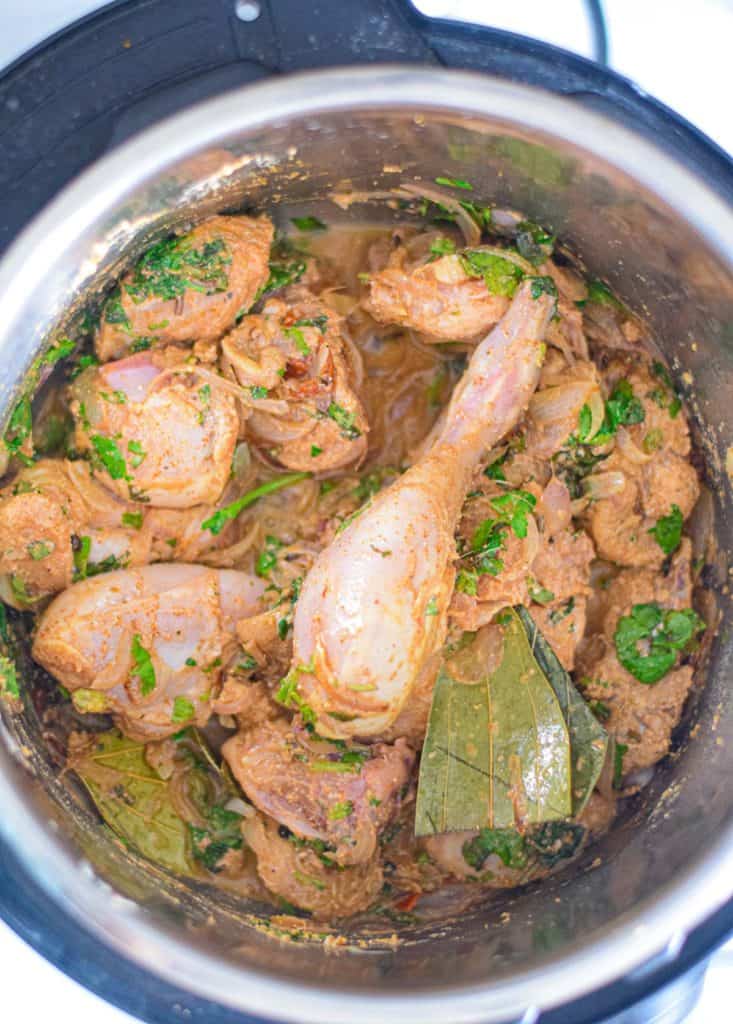 Instant pot chicken tikka masala with biryani.