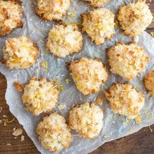 Coconut macaroons showcased on parchment paper.