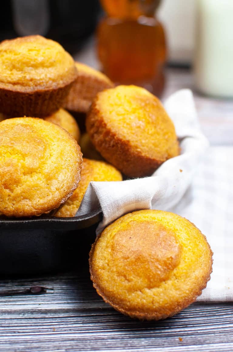 Low angle shot of a bunch of cornbread muffins