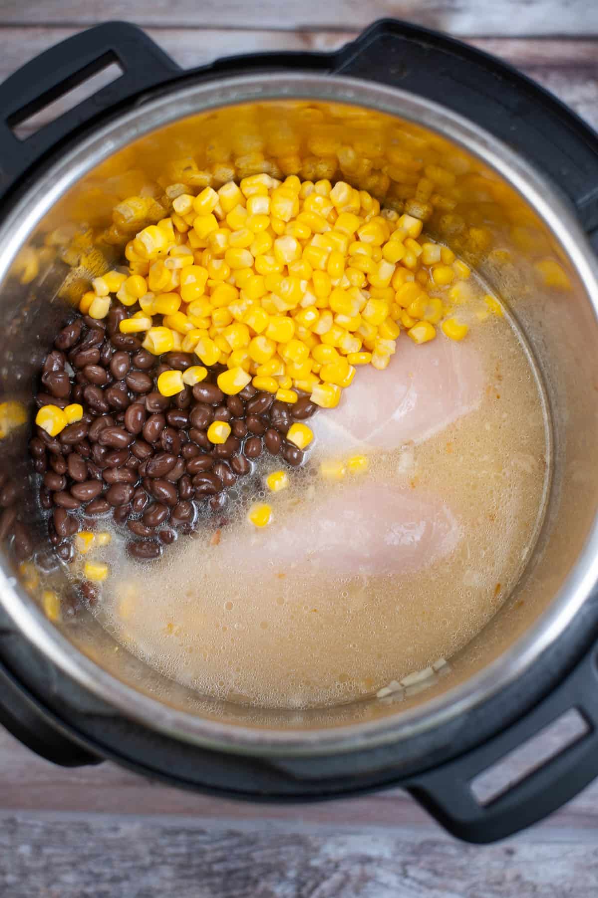 Instant pot chicken and corn soup.