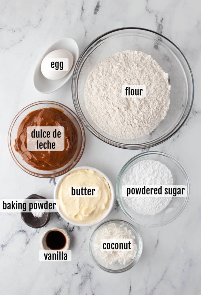 overhead shot of the ingredients needed to make these cookies.