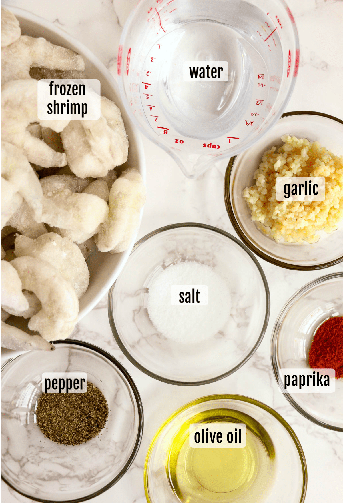 overhead shot of the ingredients needed to make Instant Pot shrimp.