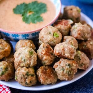 Thai turkey meatballs served with dipping sauce.
