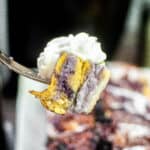 Blueberry french toast on a fork.