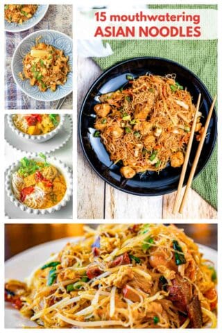 Collage of Asian Noodles.