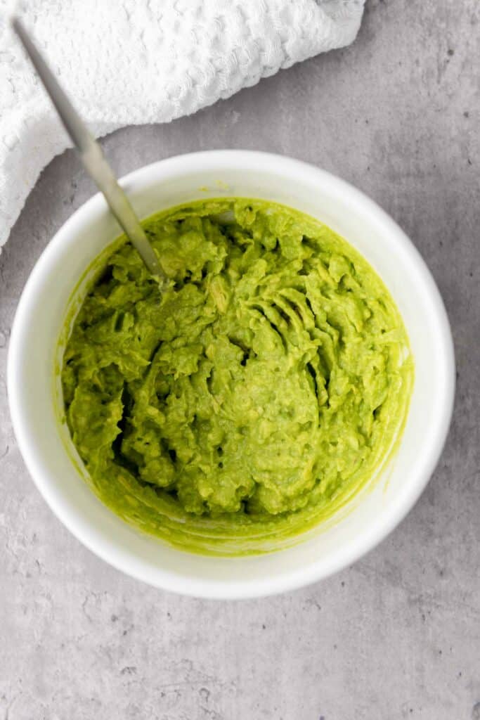 mashed avocado in a bowl.