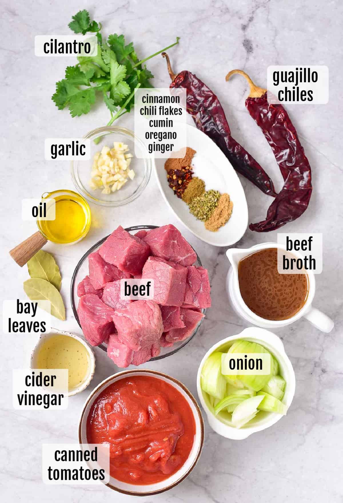 overhead shot of the ingredients needed to make the recipe.