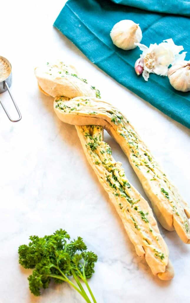 French bread with garlic and parsley.