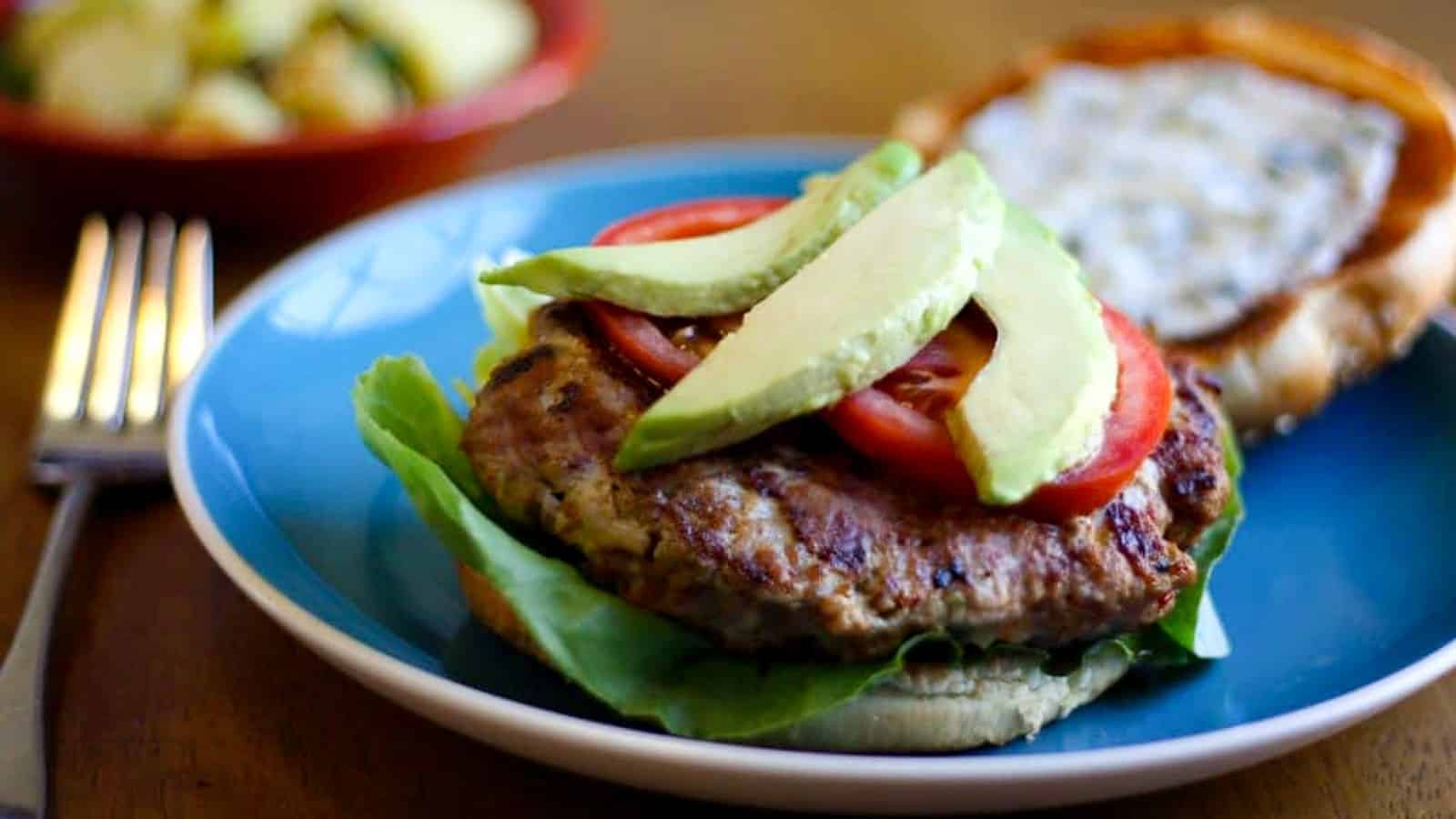 Chipotle turgey burgers with lime crema.