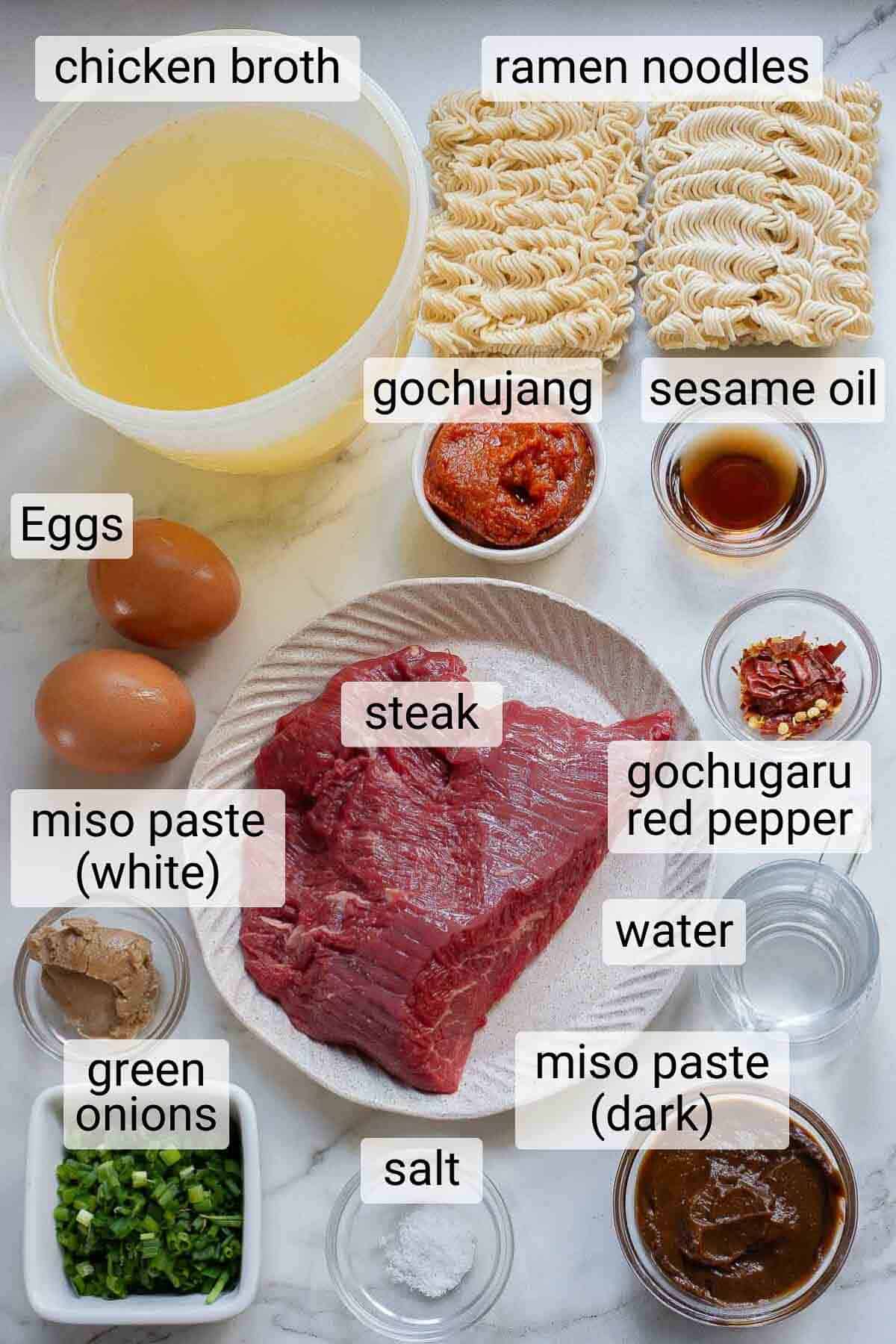 A plate of Korean Ramen ingredients.