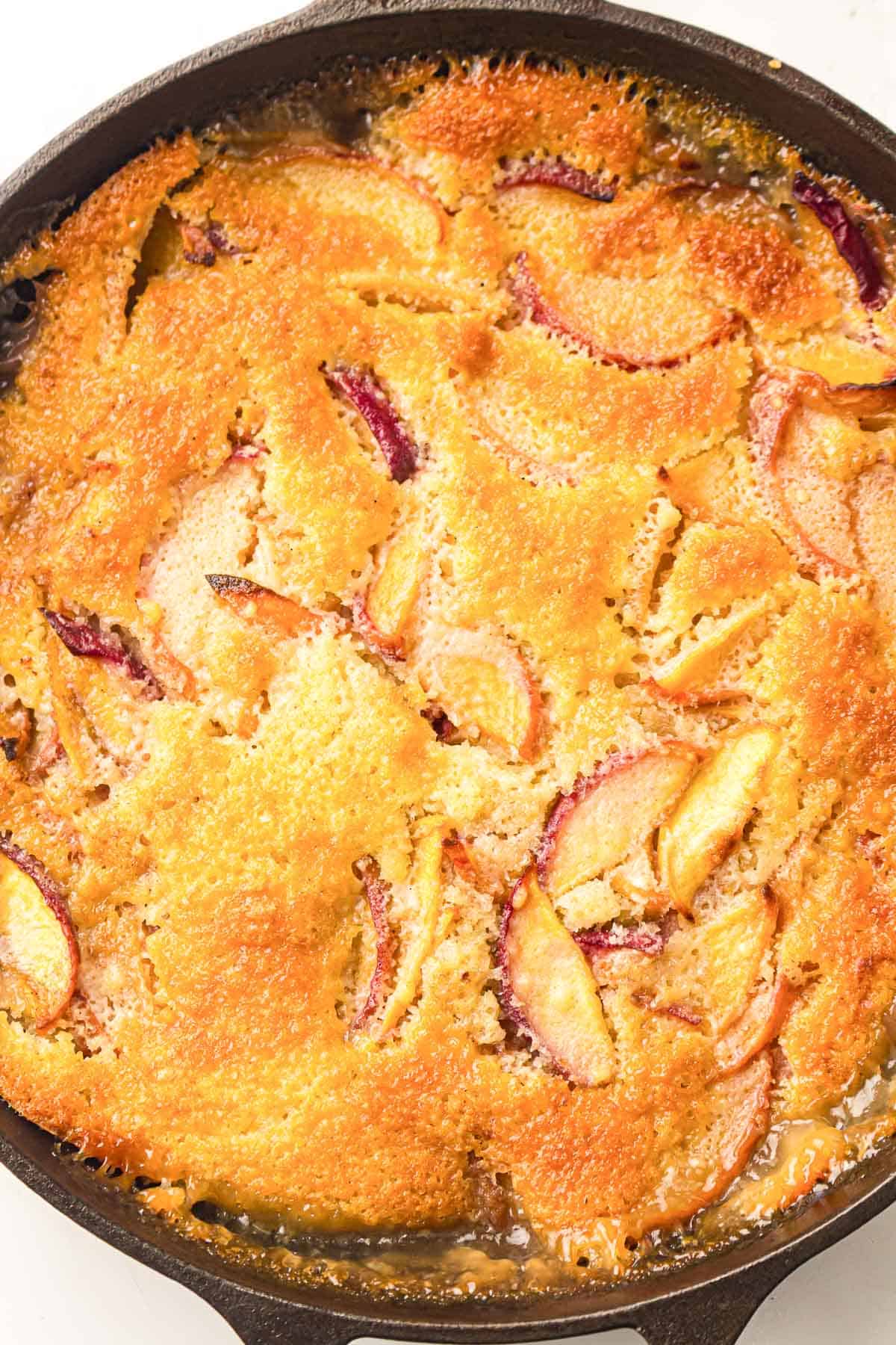 Peach Cobbler with a Golden, Cakey Crust